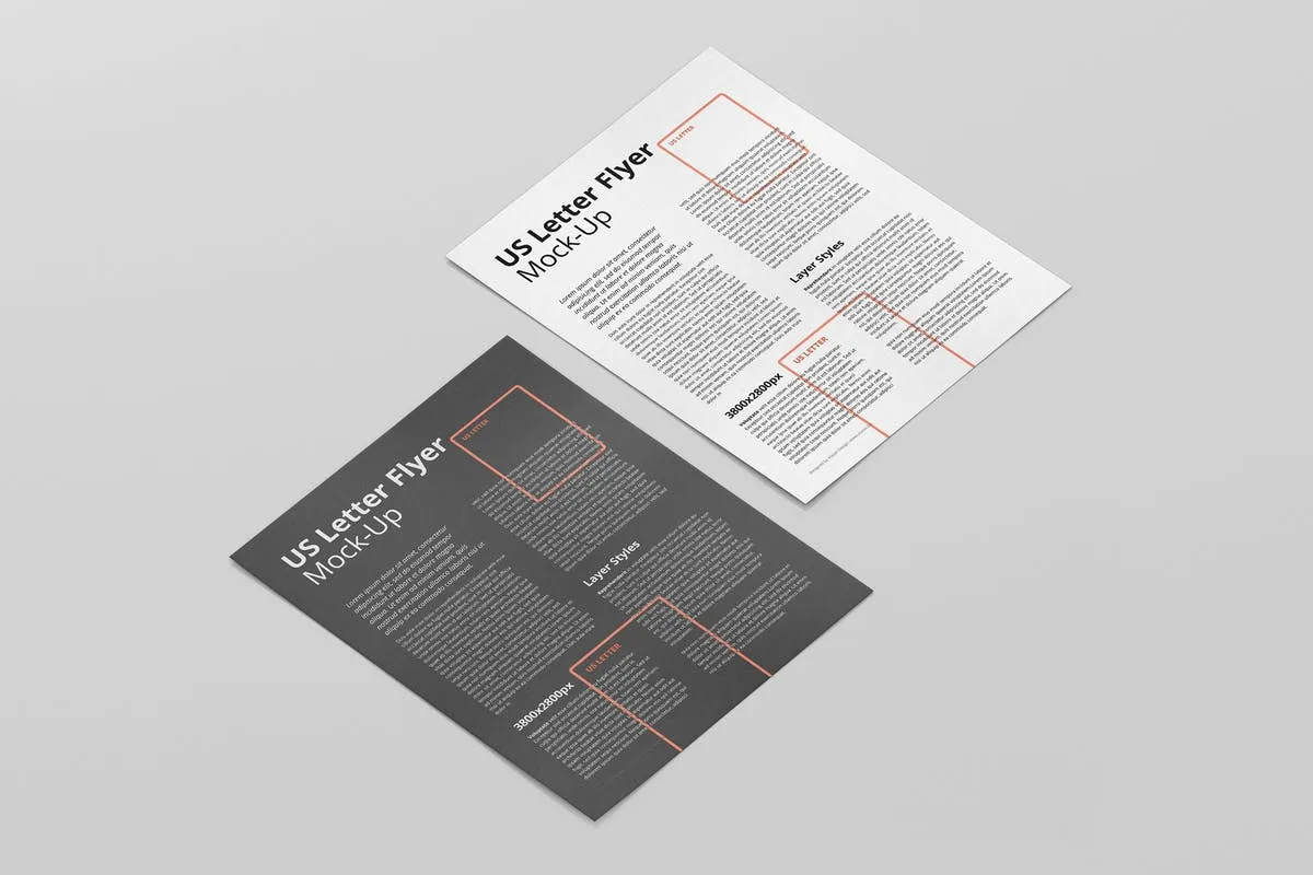 美国信纸尺寸传单设计样机模板 US Letter Flyer Mock-Up插图