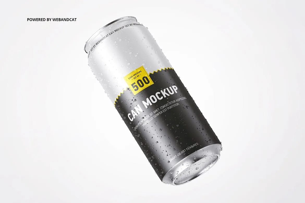 水滴效果图500毫升易拉罐外观设计效果图素材库精选 500ml Can Mockup with Water Droplets插图(5)