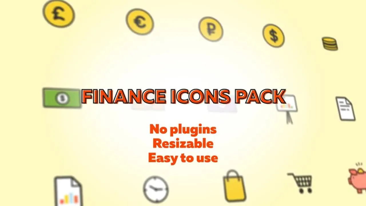 财务图标包动态的像素设计精选AE模板