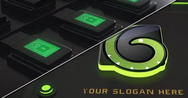 3D科幻面板解锁特效logo演示像素设计精选AE模板 Sci-Fi Logo Reveal