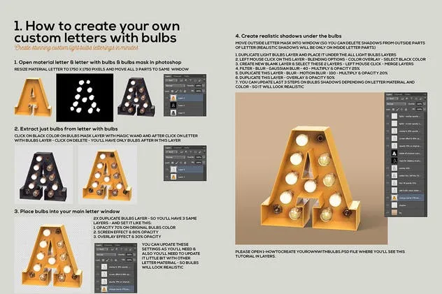 大帐篷灯泡装饰金属字体场景模板6 Marquee Light Bulbs Chaos 6 – Black 2 Lettering插图(5)