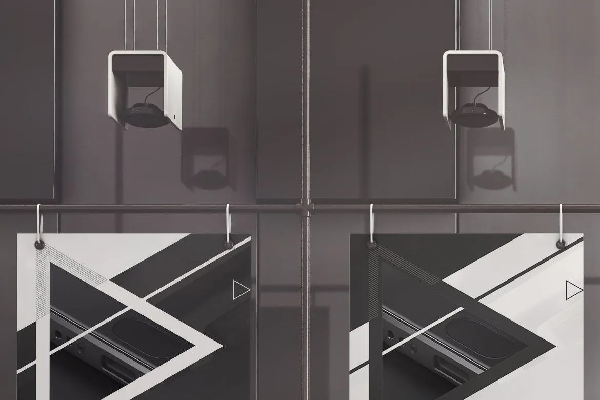 办公室大厅广告牌木架海报张贴效果图样机模板 Office Hall Advertising Mockup插图(3)