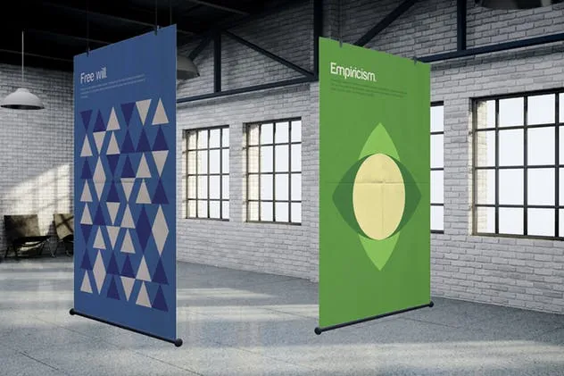 布料质地卷轴广告海报样机模板 The Fabric MockUp插图(1)