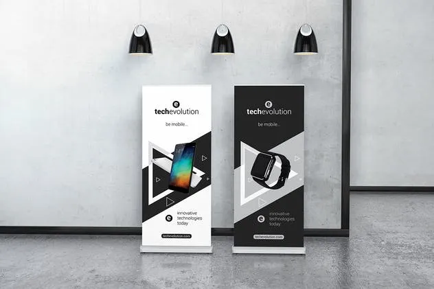 易拉宝Banner广告设计展示样机 Roll Up Banner Stand Mockup插图(1)