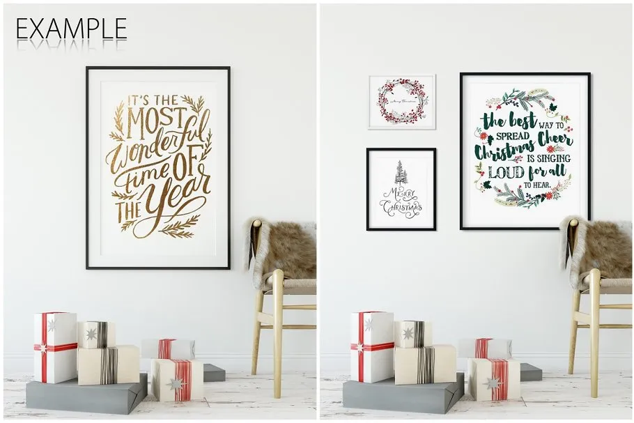 圣诞主题画框相框样机 Christmas Interiors Frame Mockup插图(10)