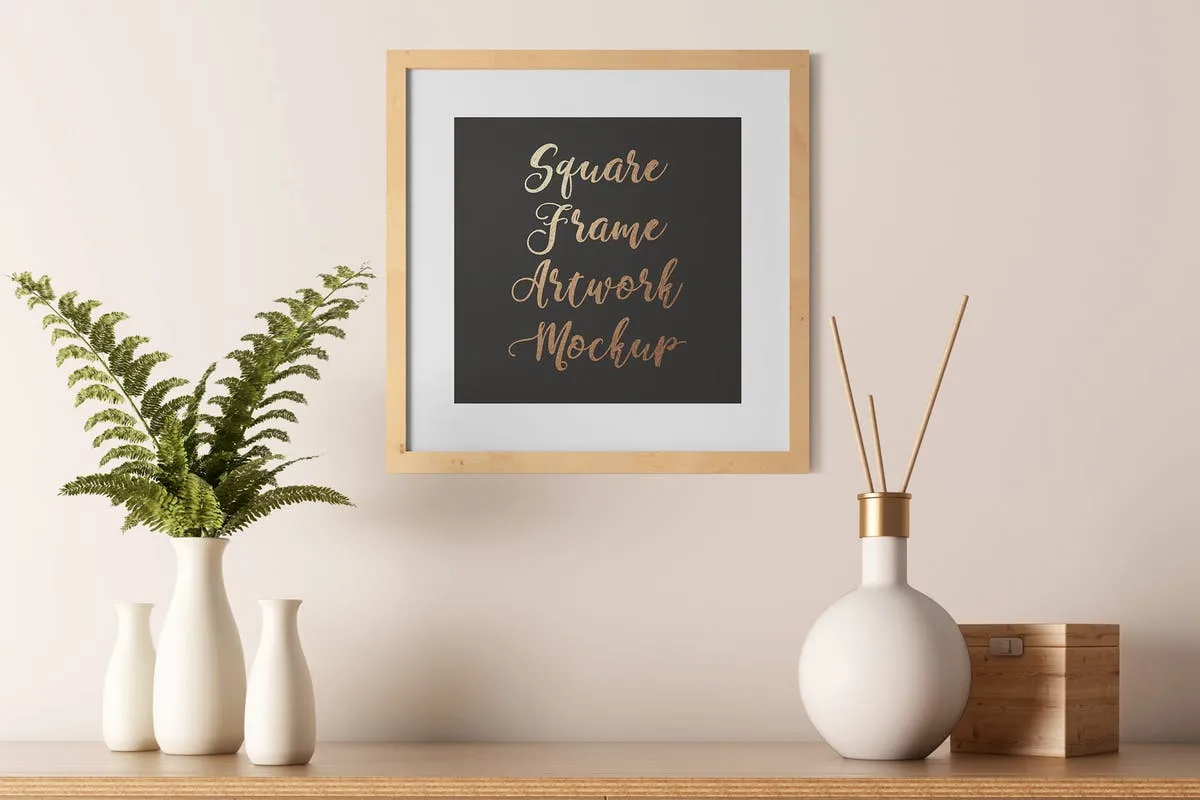 实木画框展示样机套装V3 Light Interior Frame Artwork Mockup – Set 3插图