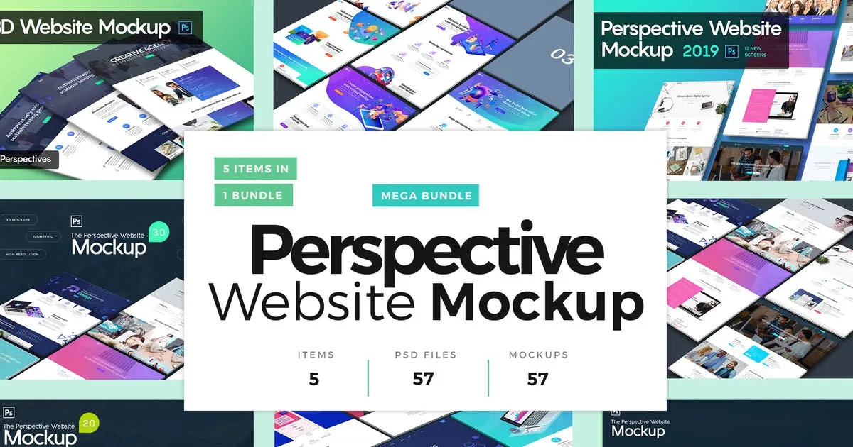 网站透视图展示样机超级套装