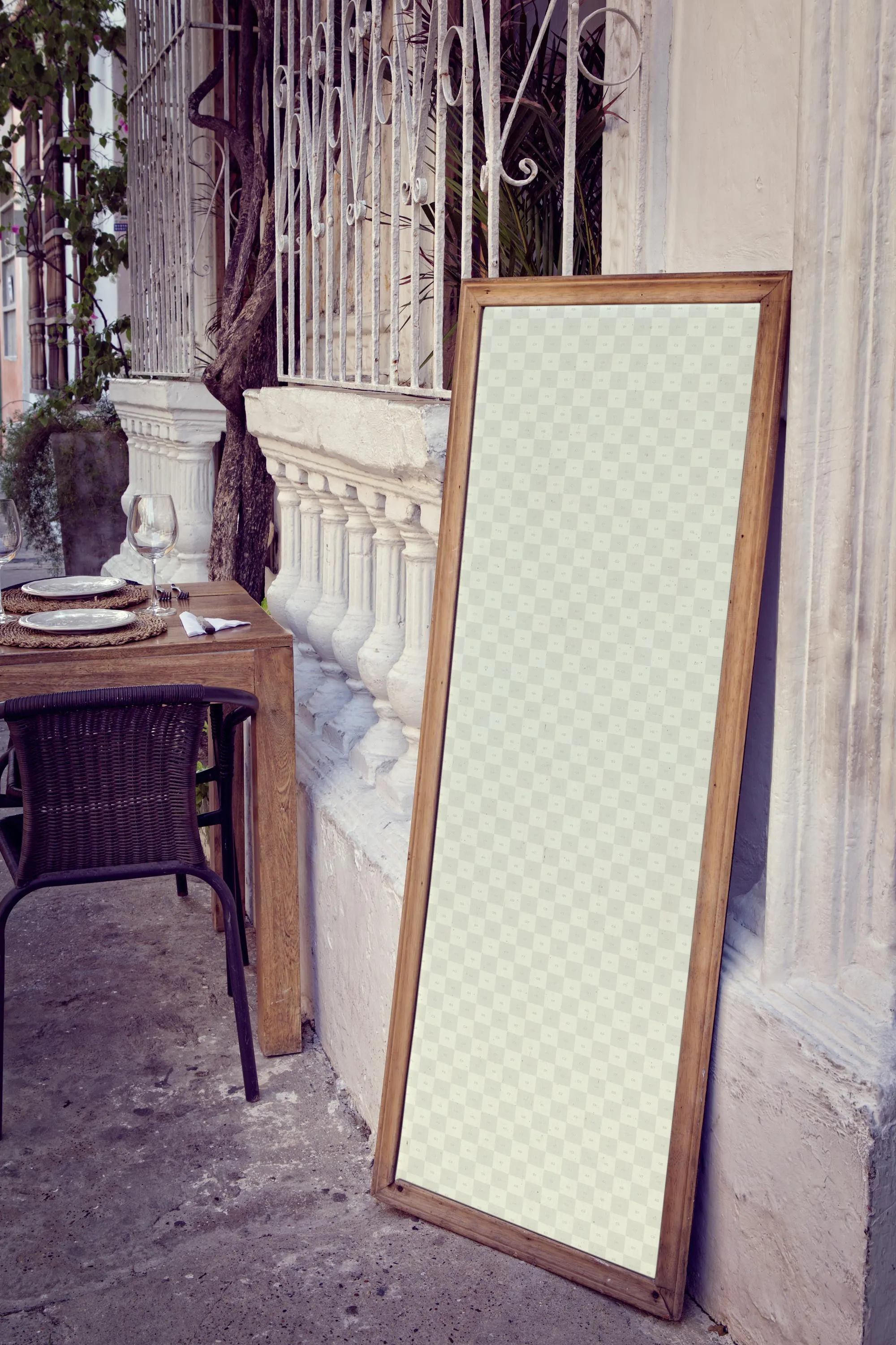 店铺活动海报设计图片预览样机模板 Vertical Display Board Mockup插图(2)