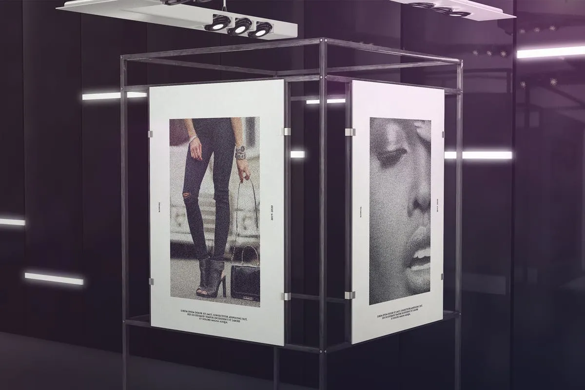 时尚展览广告海报展台样机 Exhibition Poster Stand Mockups插图