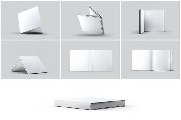 方形精装图书封面效果图样机素材库精选 Square Book Mock-Up插图(7)