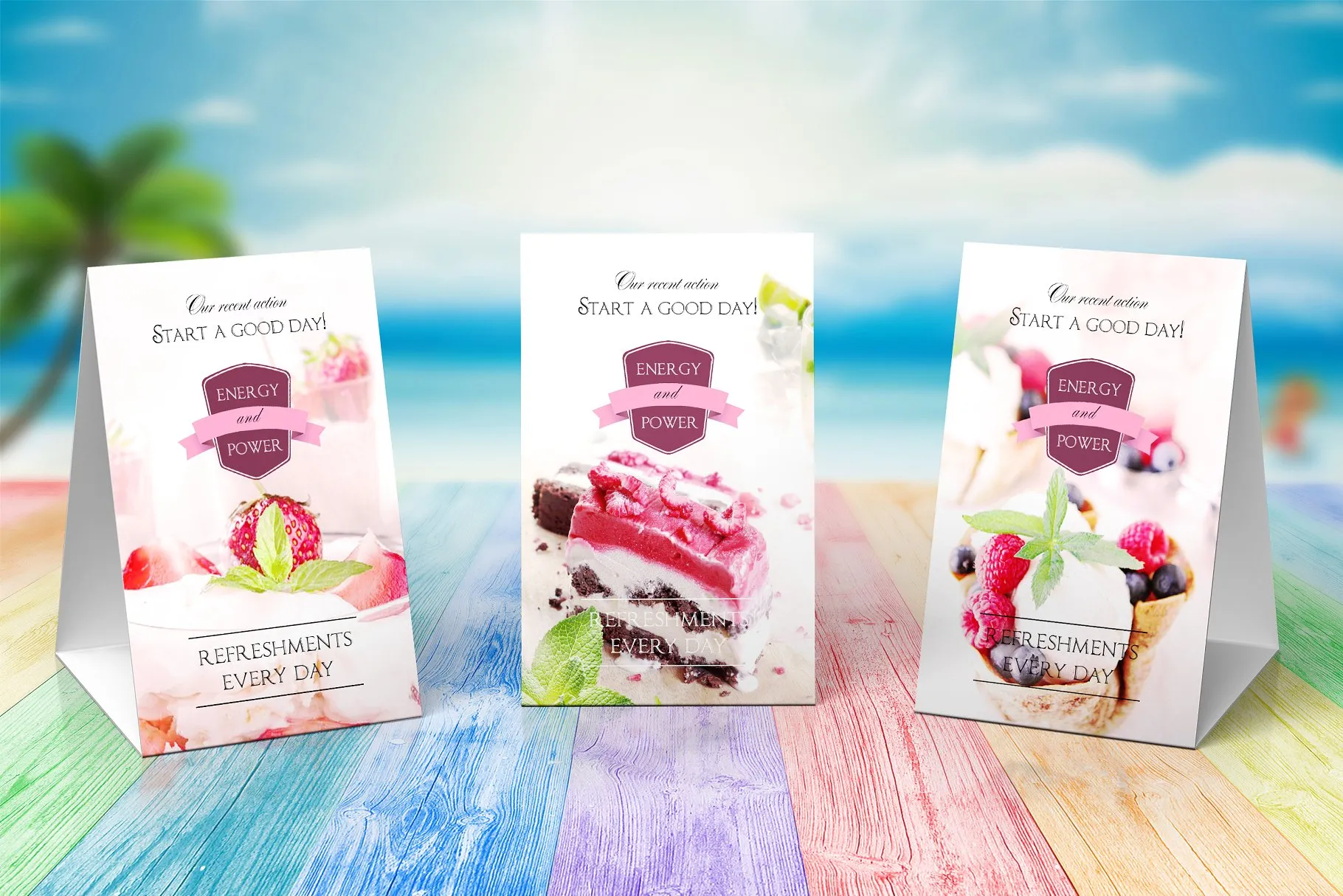 餐桌立式折页广告样机 A-Frame Table Stands Vol.3插图