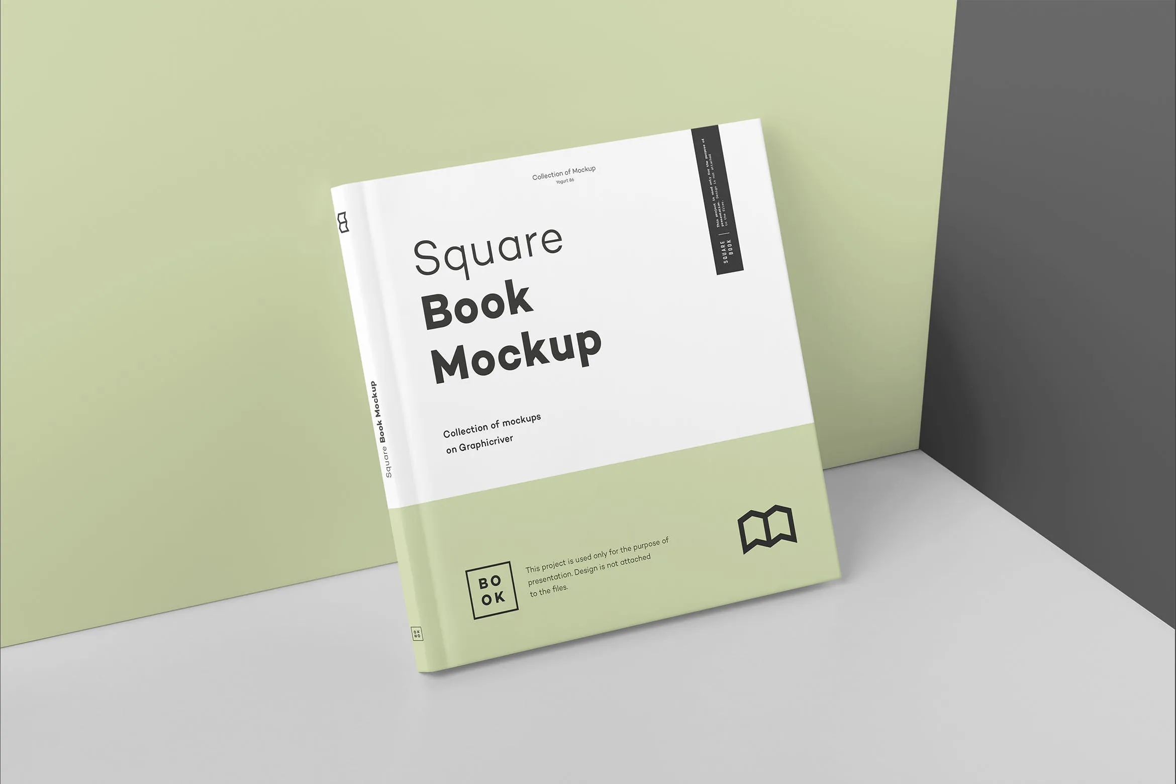 方形精装图书封面amp;内页版式设计预览样机 Square Book Mock up 2