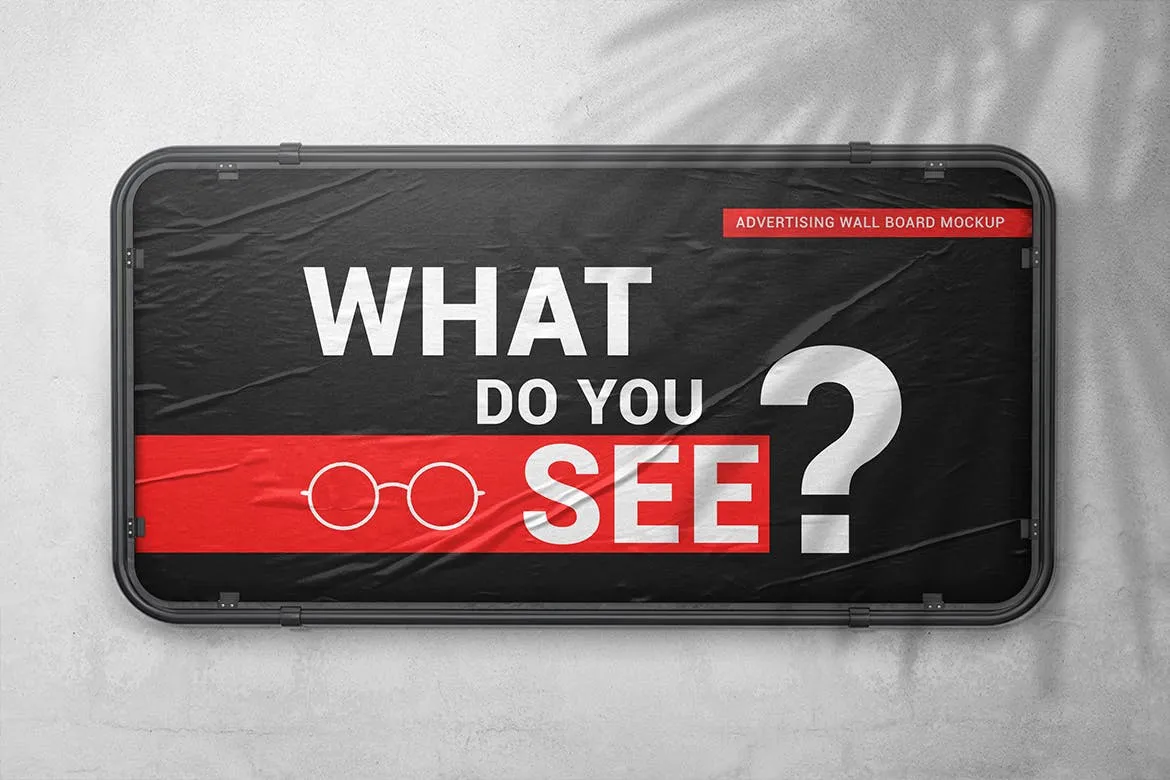 广告橱窗设计效果图样机模板 Advertising Wall Board Mockup插图(1)