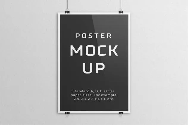 海报设计张贴效果预览样机模板 Poster Mock Up – A/B/C Paper Sizes插图(3)