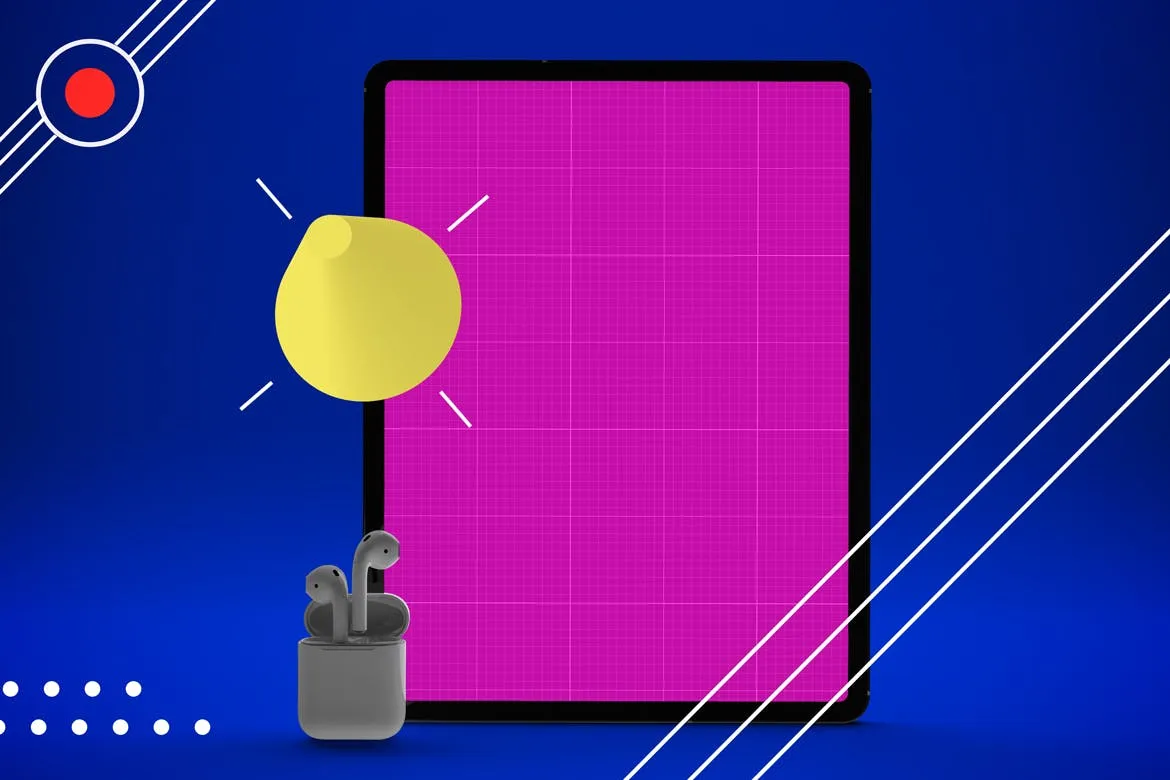 抽象设计风格iPad Pro平板电脑APP设计屏幕预览样机 Abstract iPad Pro Music App插图(8)