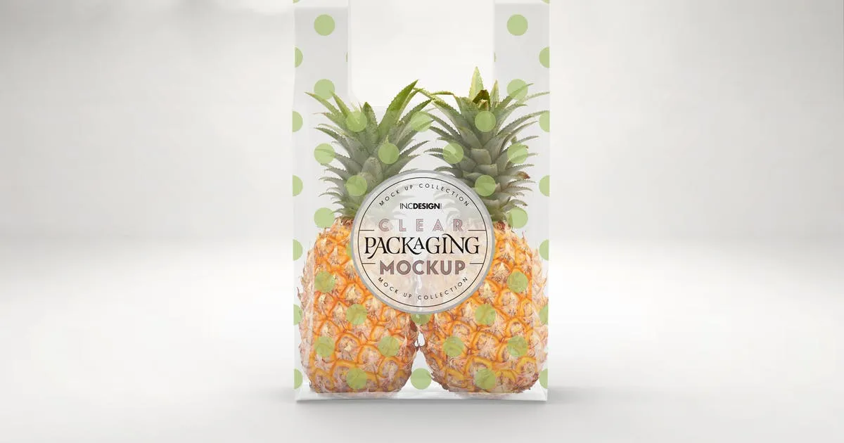 背心式透明塑料袋外观设计效果图样机 Clear Bag with Vest Handle Mockup插图