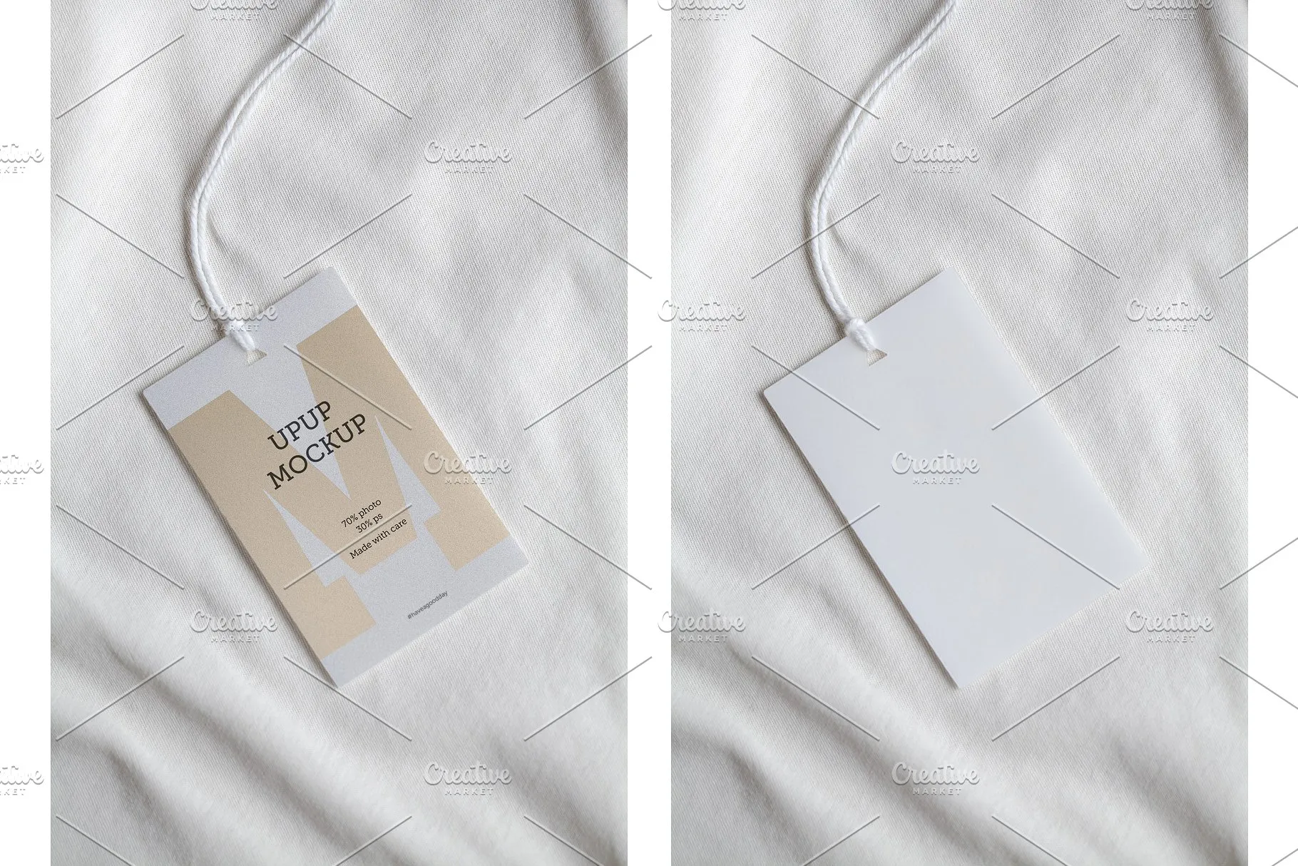 服装服饰标签吊牌样机 Clothes label tag blank white mockup