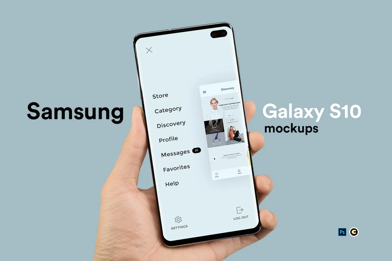 三星全面屏智能手机Galaxy S10样机 Mobile Mockups