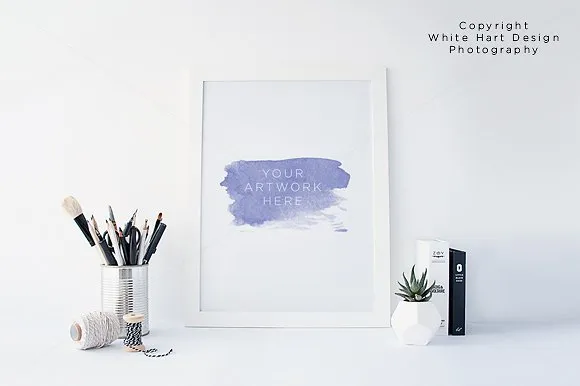 北欧系列冷淡风白色相框样机模板 White Frame mock up#8211; PSD JPEG