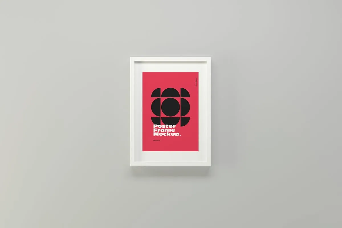 海报/照片简约白色框架样机模板 Poster Frame Mockups插图