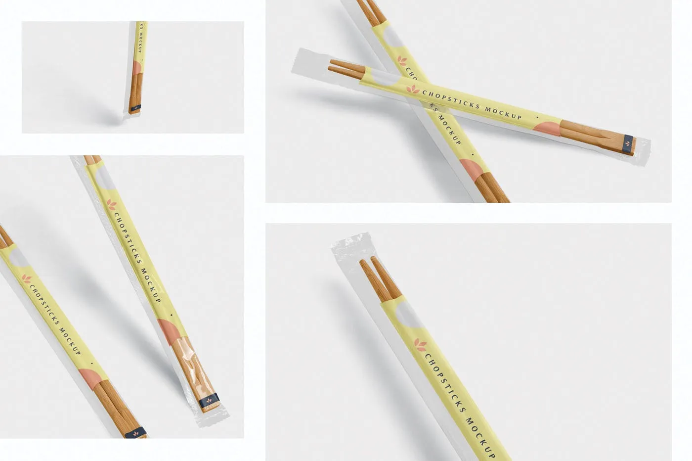 筷子透明包装设计效果图样机 Chopsticks Mockup in Transparent Packaging插图(1)
