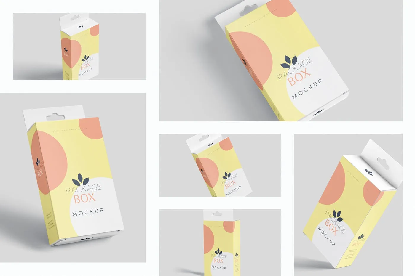 带挂耳设计扁平矩形产品包装盒效果图素材库精选 Package Box Mockup Set- Flat Rectangle with Hanger插图(1)