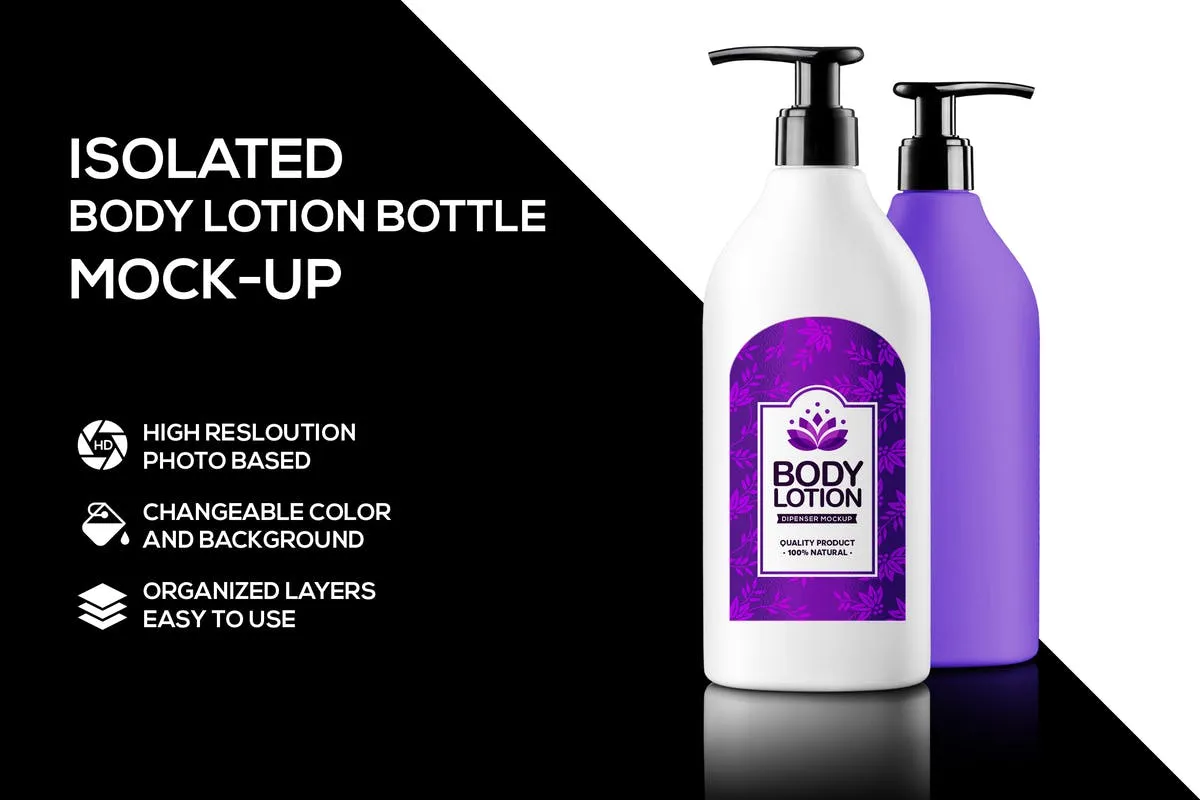 沐浴露/乳液瓶外观设计样机模板 Body lotion bottle mockup插图