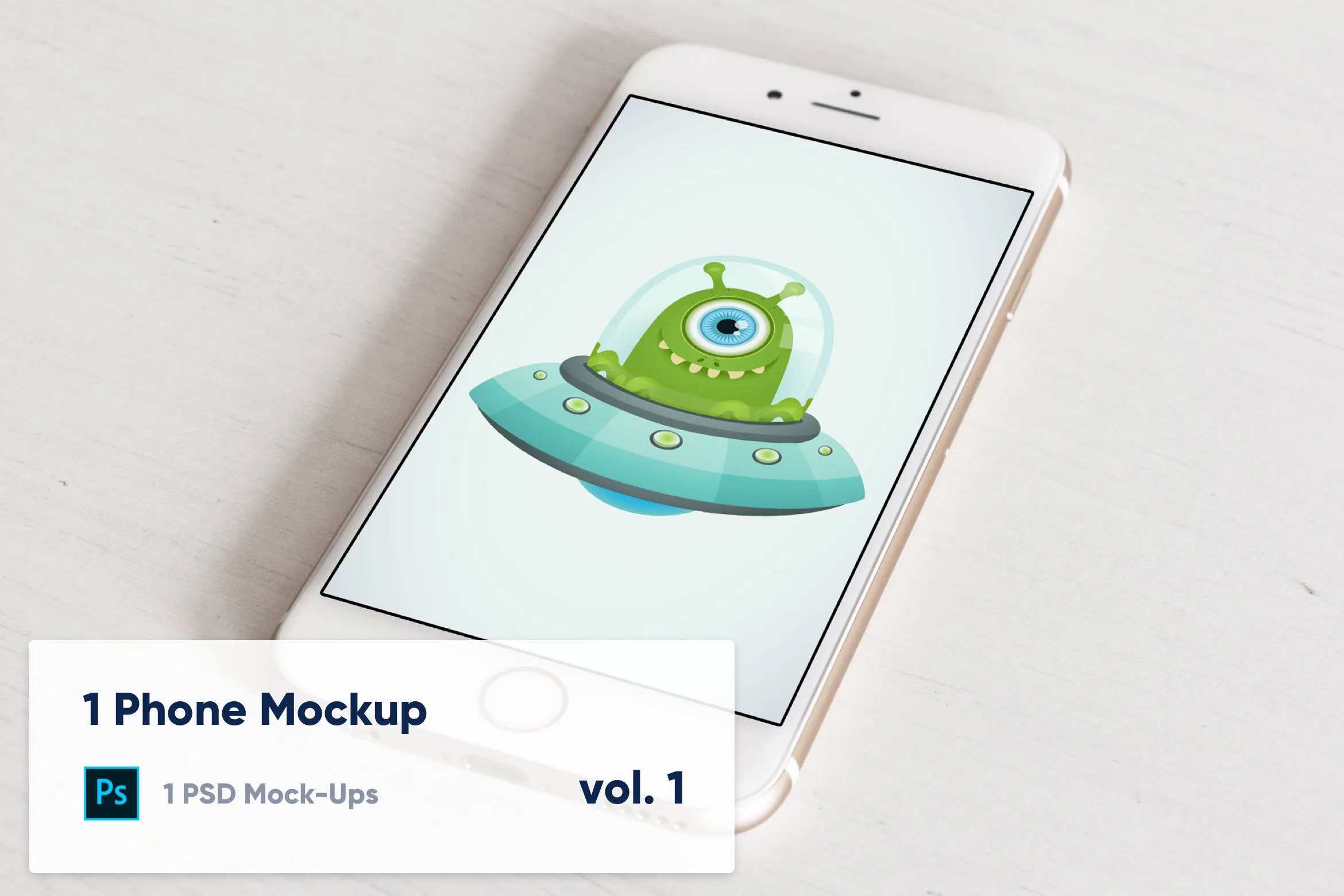 白色背景iPhone屏幕预览像素设计精选样机模板 1 Phone Mockup on Wooden Background