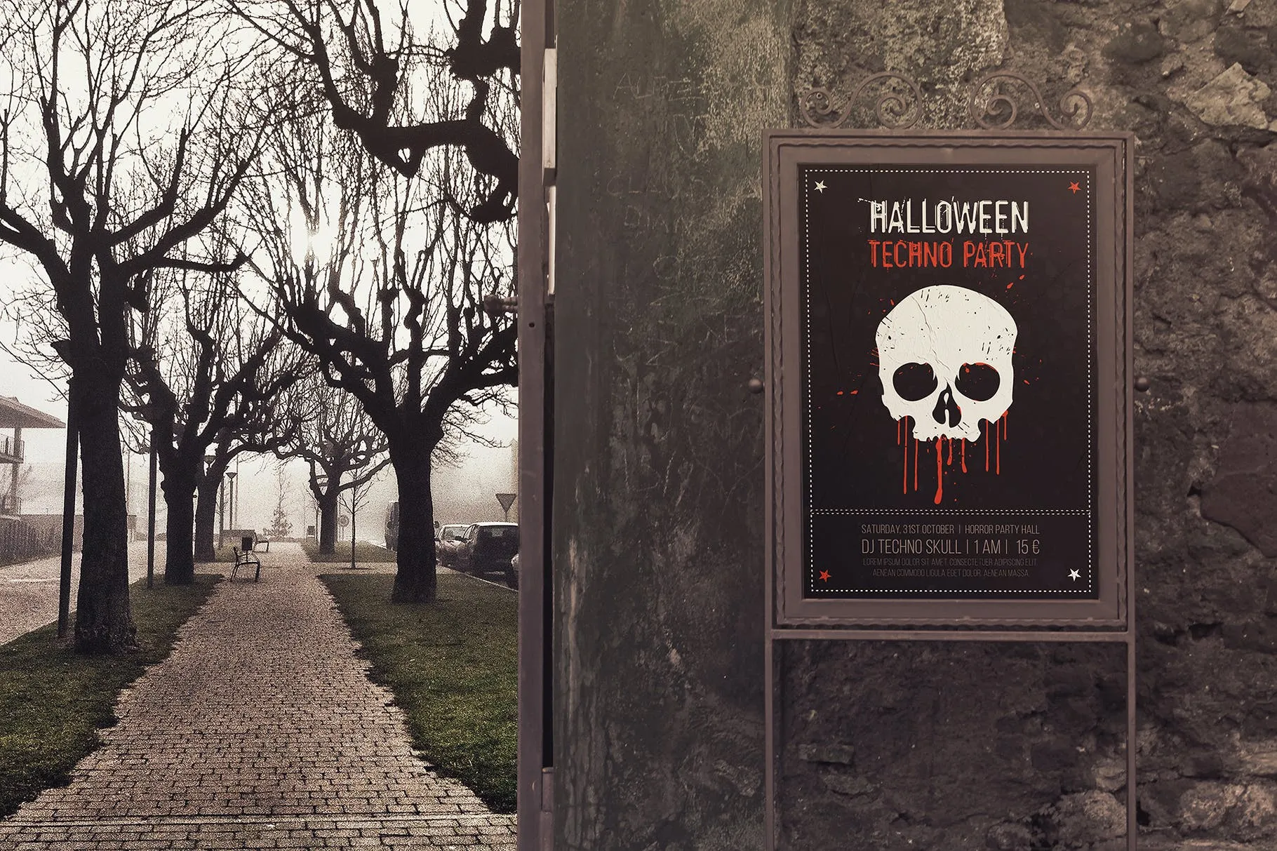 室外入口处海报设计张贴效果图样机模板 Outdoor Entrance Poster Backgrounds插图(7)