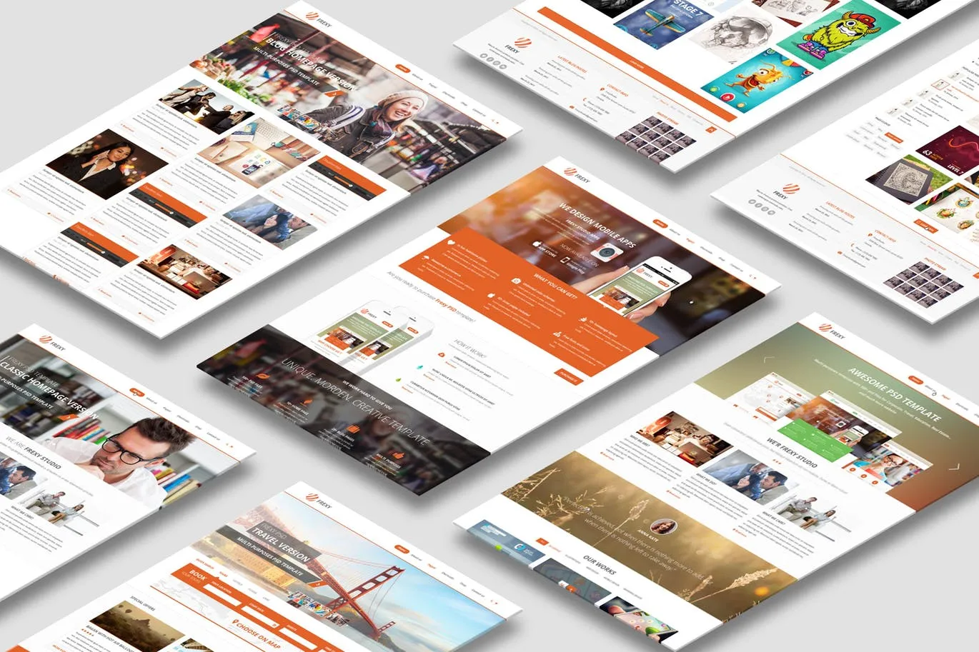 A4纸张大小网站设计效果图样机模板 A4 Paper MockUps插图