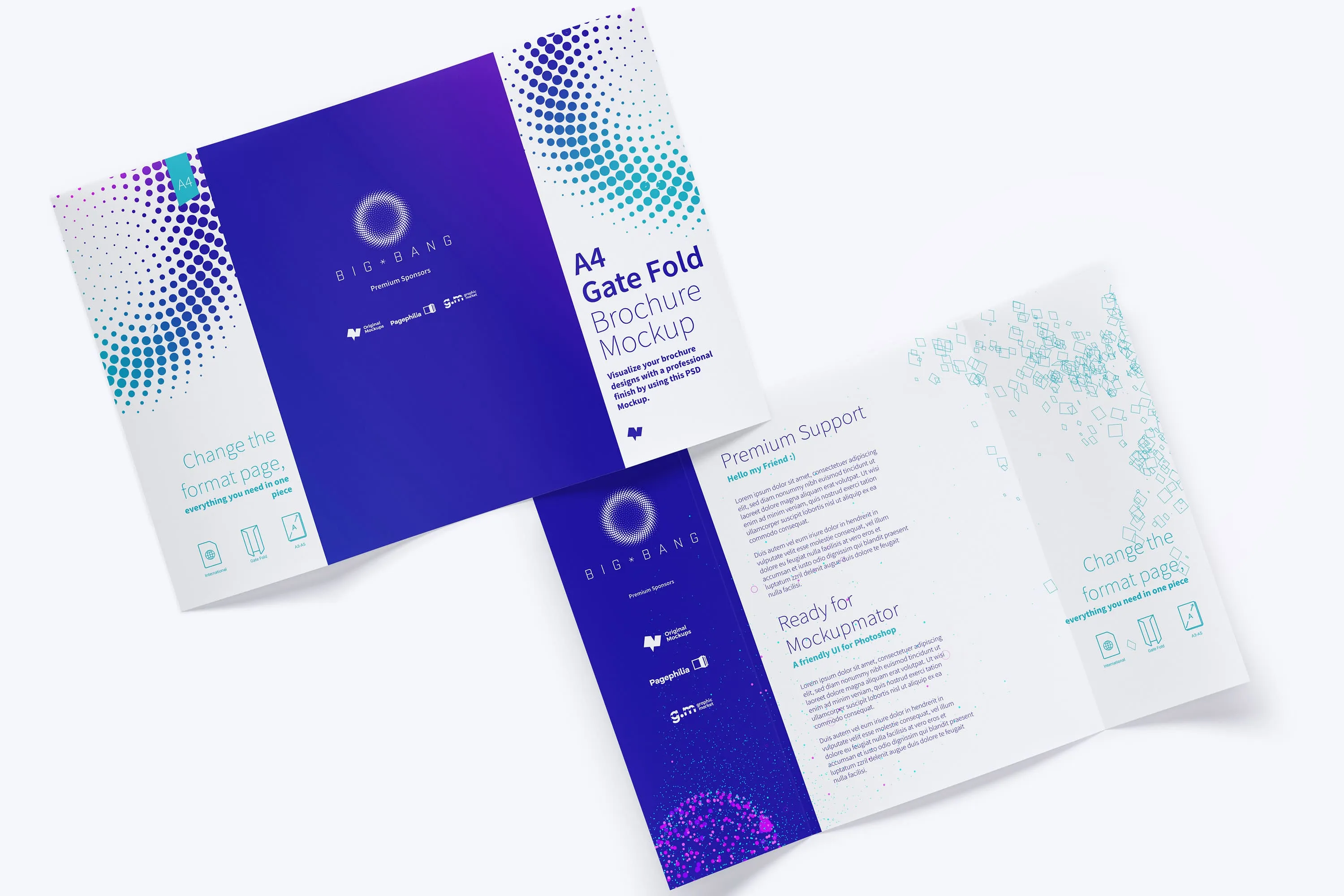 A4纸对开折页传单设计样机模板01 A4 Gate Fold Brochure Mockup 01插图(3)