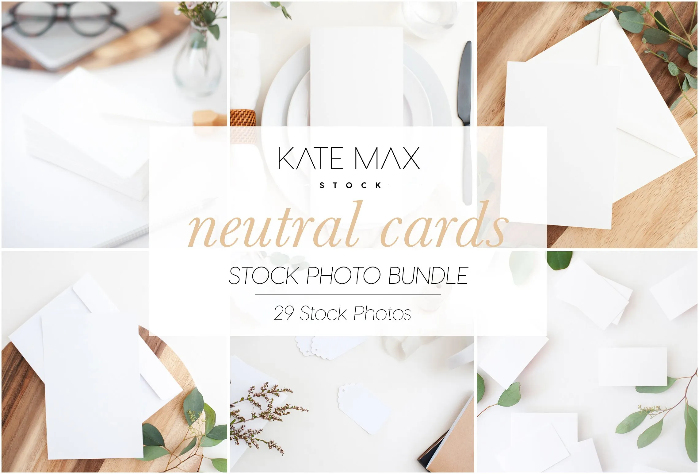 素净色贺卡卡片样机模板合集 Neutral Card Mockups Bundle插图