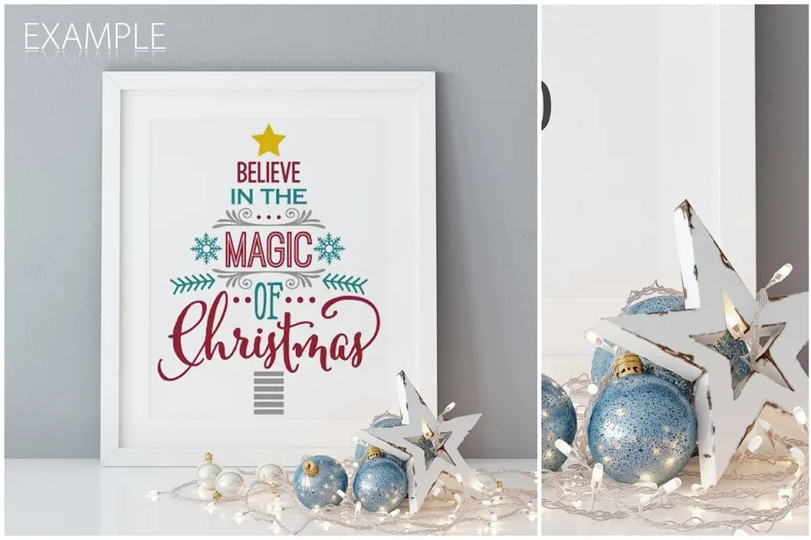圣诞主题画框相框样机 Christmas Interiors Frame Mockup插图(7)