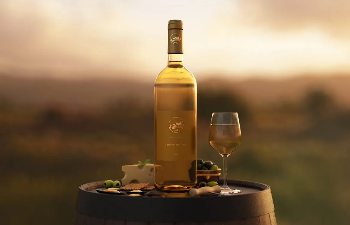 波尔多葡萄酒瓶设计样机模板 Bordeaux Wine Bottle Mockup插图(1)