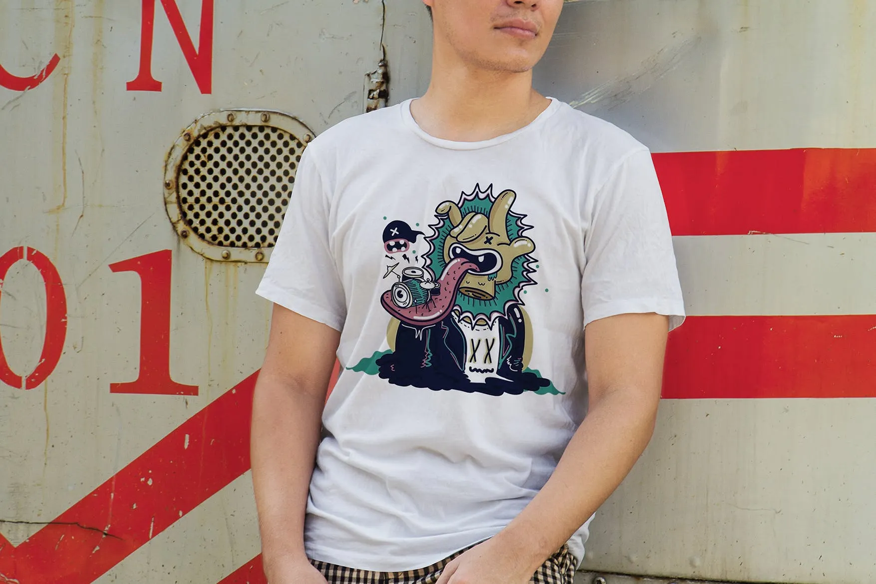 印花T恤男模特上身效果图样机模板 T-shirt Presentation Mockup插图(1)