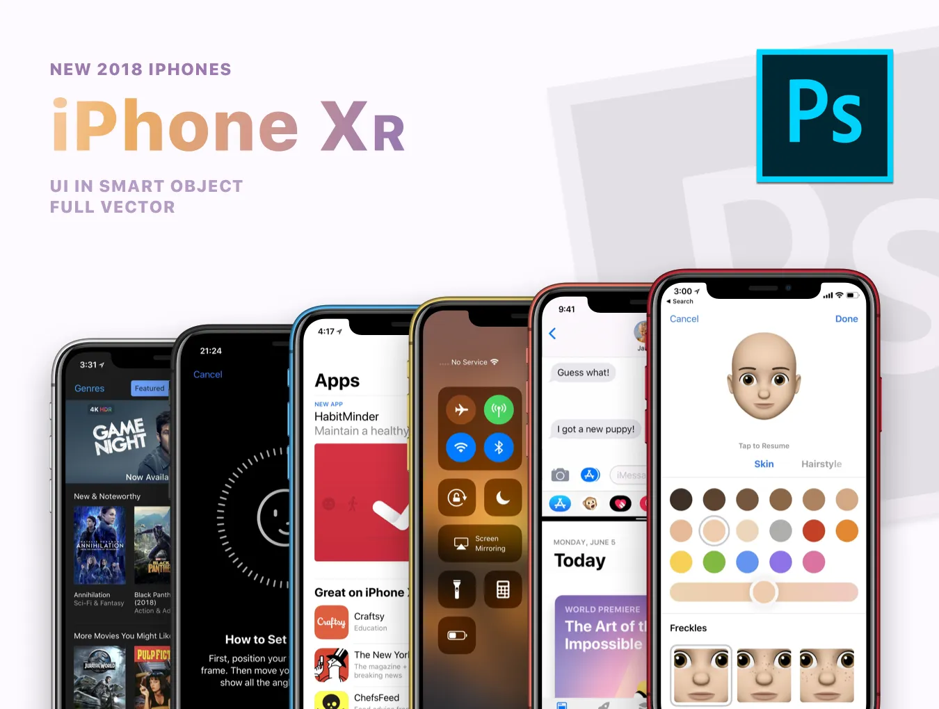 好用的全新 iPhone XS UI设计展示样机下载[PSD]插图(6)