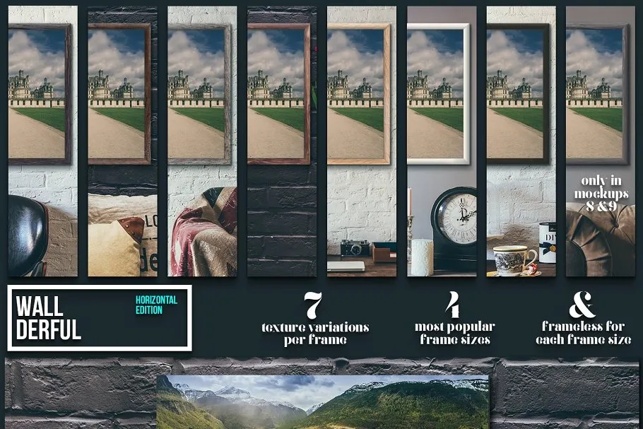 文艺场景相框画框样机合集 "Wallderful" – Horizontal Mockups插图(1)