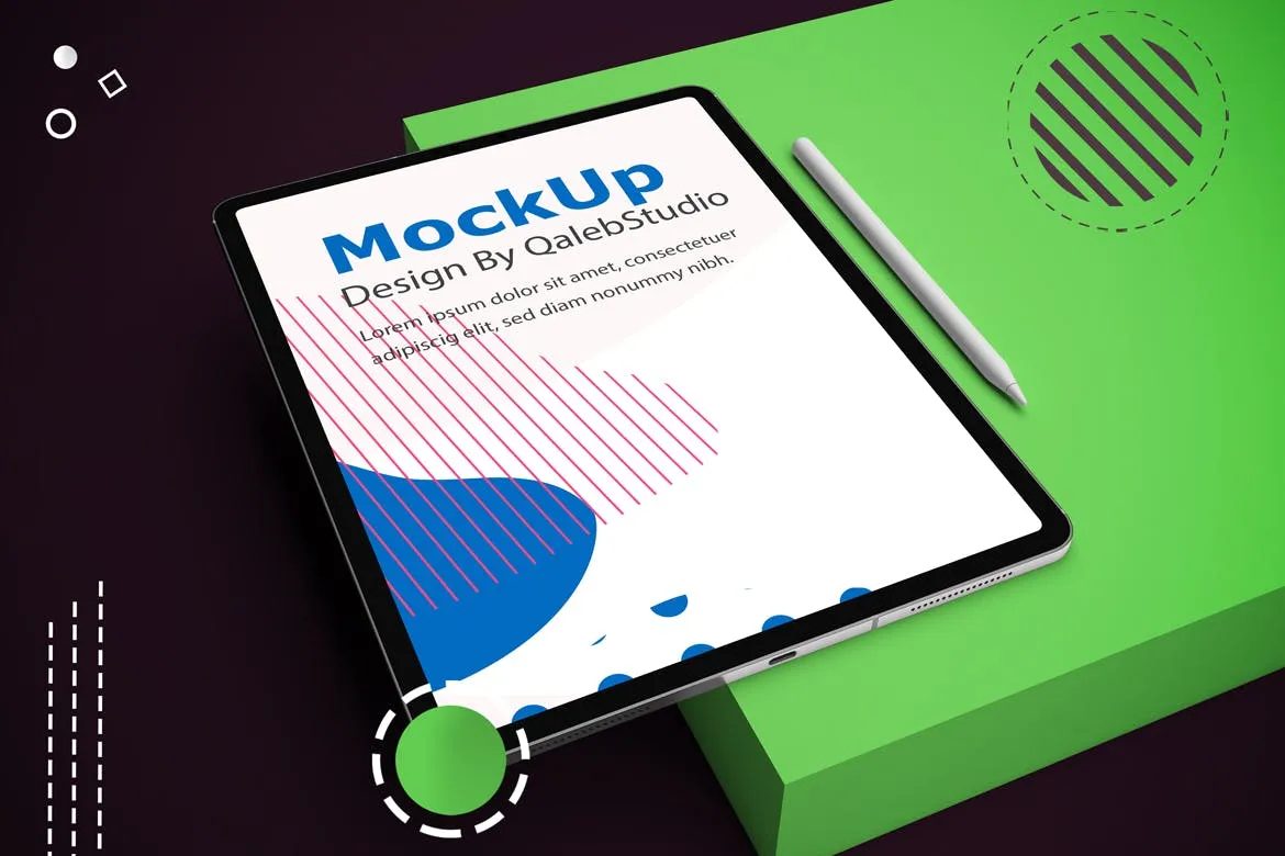 抽象设计风格iPad Pro平板电脑屏幕效果图素材库精选样机v2 Abstract iPad Pro V.2 Mockup插图(3)