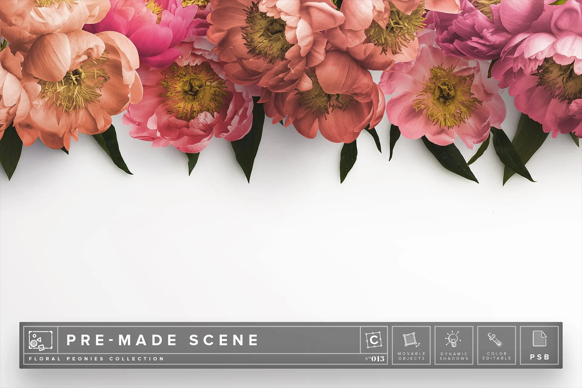 牡丹花装饰场景样机模板 Floral Peonies Mockup Scene #013