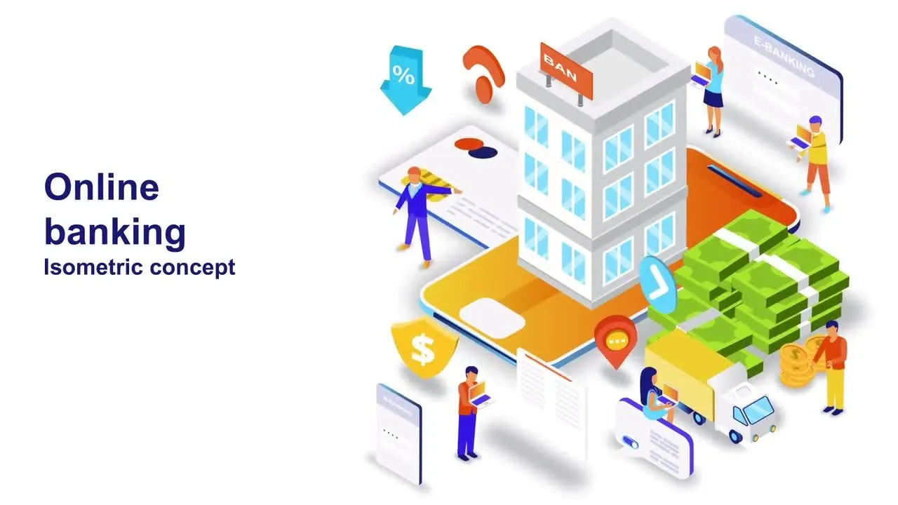 网上银行流程动画AE视频模板