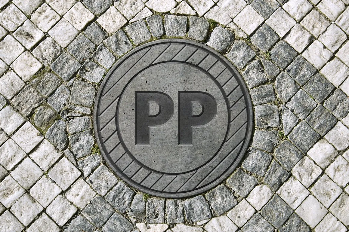 3D 立体下水道沙井盖 Logo 样机模板 3D sewer hatch & logo mock-up插图(1)