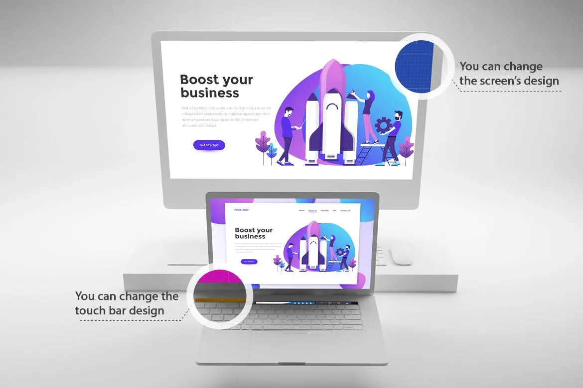 响应式网站设计效果图预览素材库精选样机模板 Clean Web Mockup插图(2)