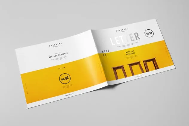 水平视觉画册样机模板 US Letter Horizontal Brochure Mock-up插图(2)