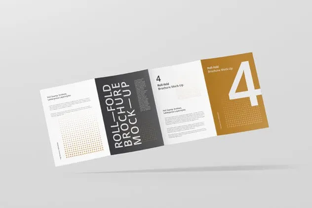 迷你折叠小手册样机模板 Roll Fold Brochure Mockup Din A4 A5 A6插图(2)