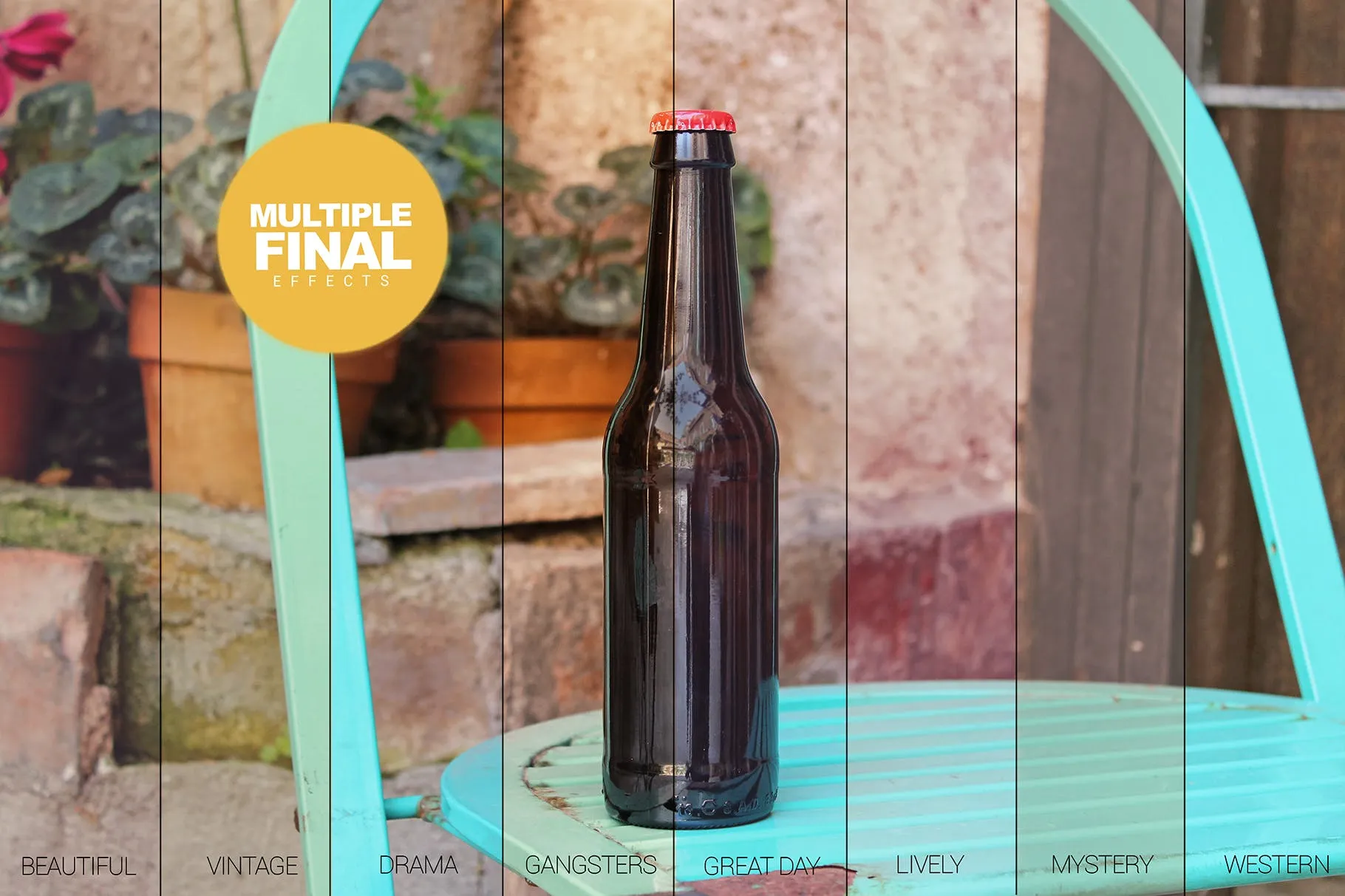 啤酒瓶品牌贴纸设计样机模板 Chair Beer Mockup插图(3)