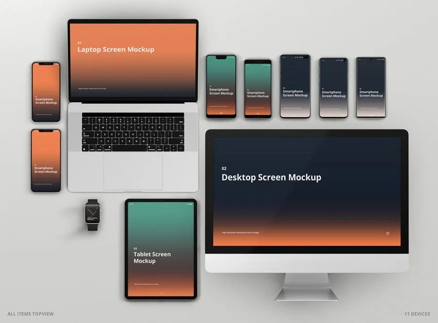 响应式设计作品效果预览智能设备素材库精选样机合集 Multi Device Screen Mockup Creator插图(11)