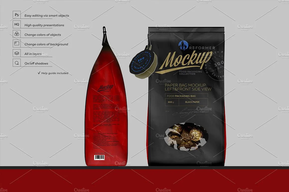 素材库下午茶：高端质感的纸袋包装袋样机展示模型版mockups插图(1)