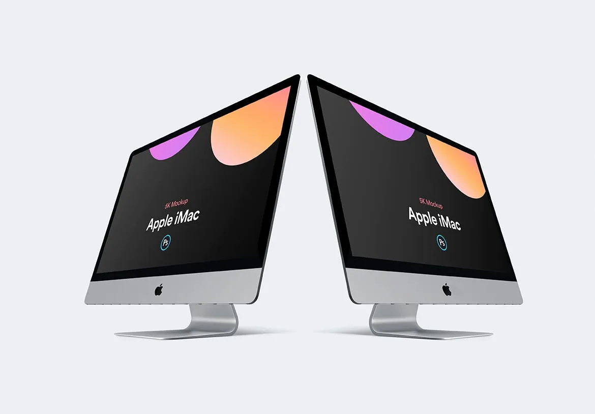 四种视角2019款视网膜屏iMac一体机样机 iMac 2019 Retina Mockup Collection插图(4)