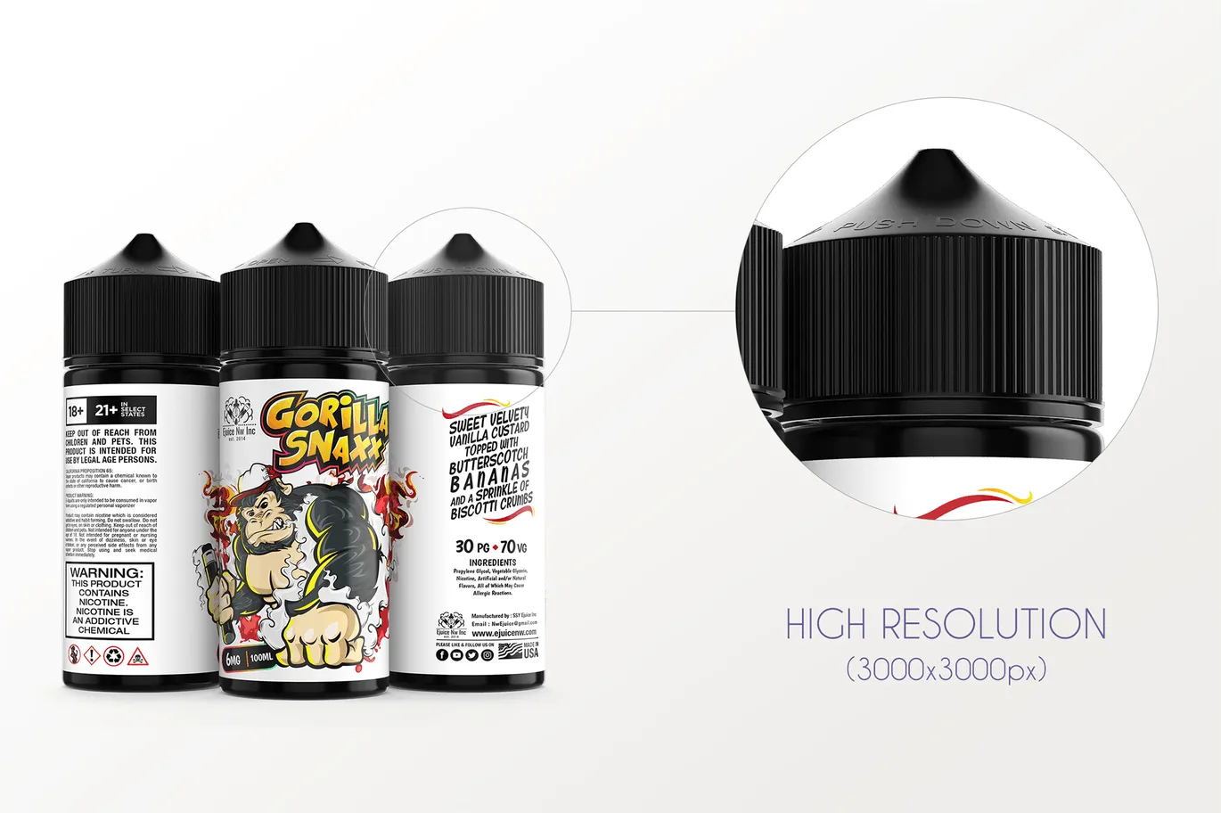 果味型电子烟烟油瓶外观设计模板 eLiquid Bottle Mockup v 100ml-B插图(5)