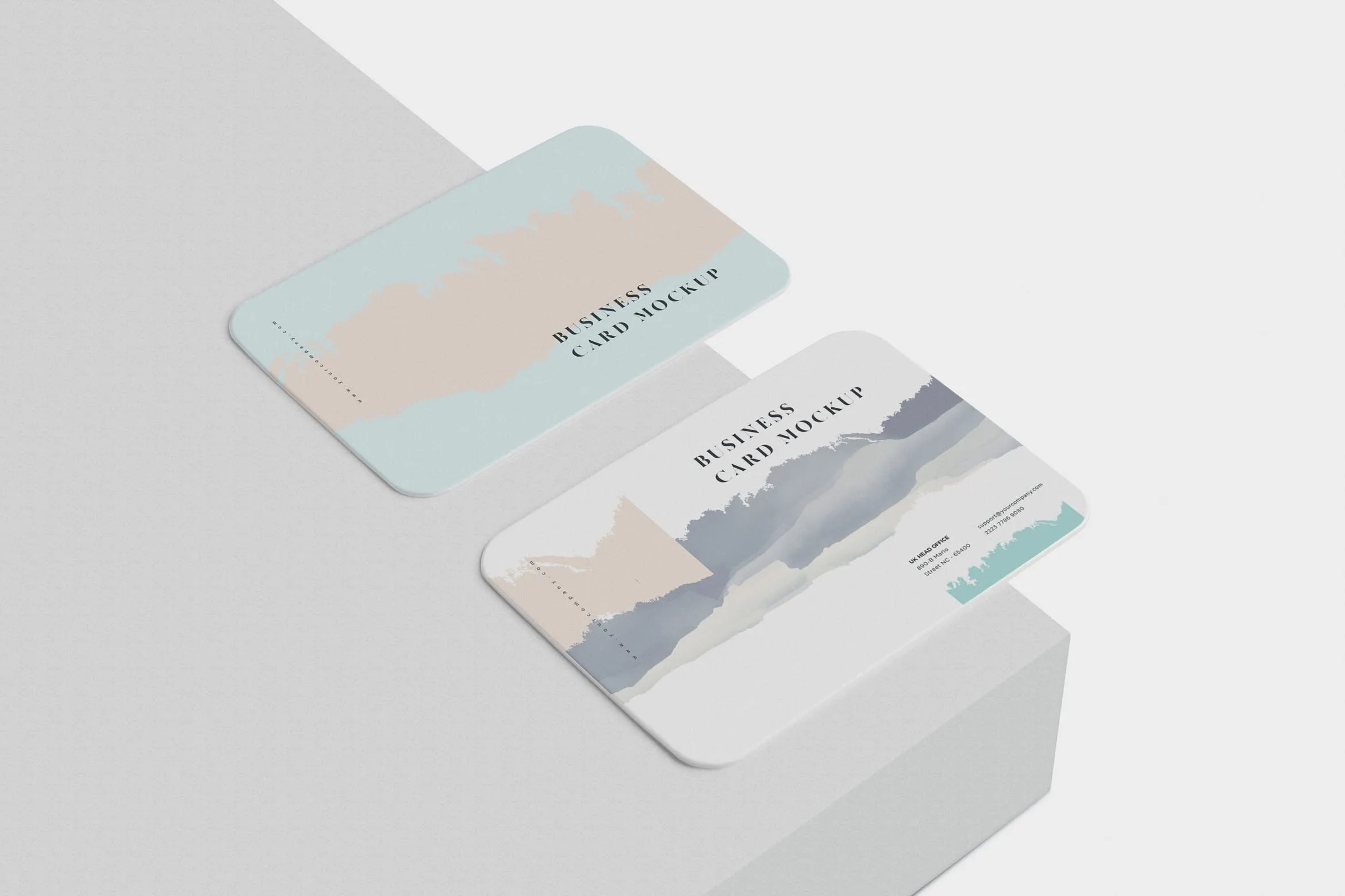 圆角名片设计桌面摆放效果图样机模板 Business Card Mockup Round Corners插图